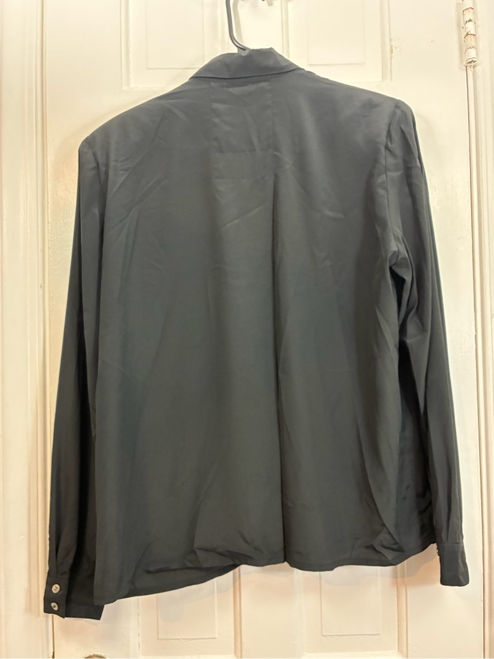 Vintage 90s Oleg Cassini Black Button Down Shirt Beaded Oversized - Size 10 - Picture 2 of 10